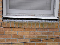 A window sill cracking and separating from the foundation wall in a Panhandle home.