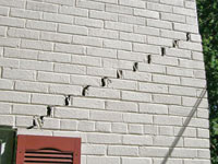 Stair-step cracks showing in a home foundation in Candian