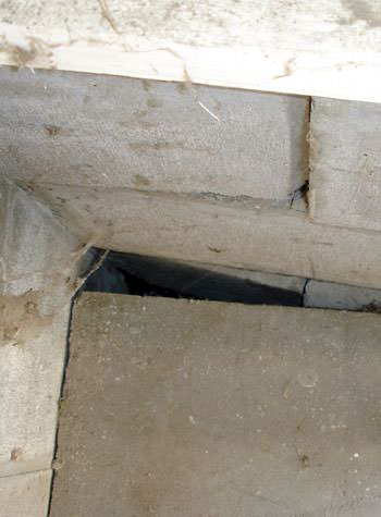 inward rotation of a foundation wall damaged by street creep in a garage in Clarendon