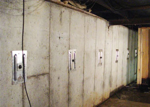 A foundation wall in Stratford repaired with foundation wall anchors.