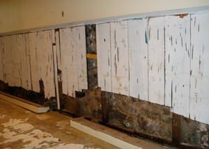 A wet, flooded finished basement in Panhandle